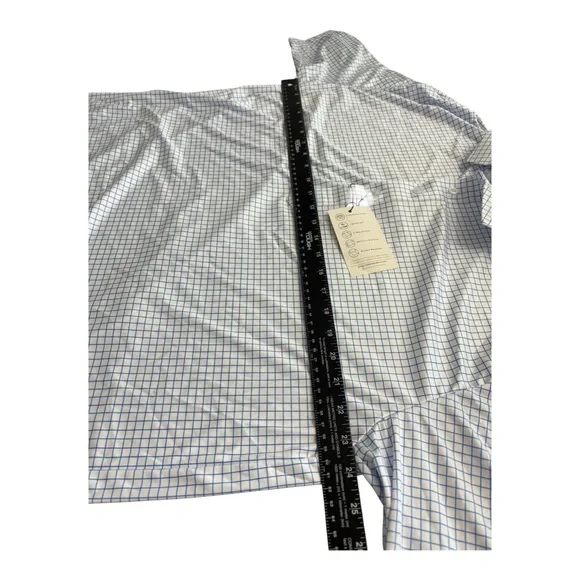 Collars & Co Polo Shirt Mens 2XL Blue Check Grid Dress Collar Golf Performance - Picture 12 of 14